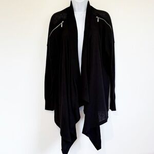 NWT 525 America Waterfall Open Front Cardigan Black Womens Medium